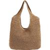 FJZFXKZL Borsa Mare Paglia, Borse a tracolla da donna intrecciata tessuto femminile moda femmina borse in rattan borse di grande capacità estate spiaggia sacchetti di paglia casual tote borse(Brown)
