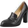 Lutalica W Donne fatte a mano Chiuso Punta Rotonda In Pelle Vernice Slip On Dressy Chunky tacco alto Mocassino Décolleté Scarpe per la festa di lavoro Serata, Nero , 42 EU