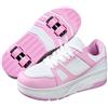 ENEN Scarpe con Rotelle Bambina, Sportive Scarpe da Skateboard 4 Ruote Skateboard Sneakers Outdoor Multisport Scarpe da Ginnastica da Pattini per Ragazze e Ragazzi Bianco Rosa/Nero Bianco