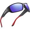 PUKCLAR Occhiali da sole polarizzati per uomo donna corsa ciclismo pesca guida golf TR90 telaio, C3 Blu lente a specchio