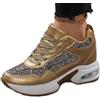 MIXSEN Sneakers Donna Zeppa Scarpe da Ginnastica Pelle Sportive Running Tennis Fitness Scarpe Casual Platform Tacco 8CM