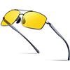 B BLOOMOAK Bloomoak, occhiali da guida notturna, polarizzati, design classico Al-Mg, lenti polarizzate, protezione UV400, vero colore, 23,5 g, leggeri, adatti per la guida, i viaggi quotidiani, la vela