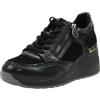 Stonefly 223233 Black Sneakers per Donna in camoscio e Pelle con Lacci, Lampo e Zeppa Media