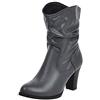 Jamron Donna Elegante Tacco a Blocco Senza Allacciatura Stivali al Polpaccio Increspati Lanuginoso Stivali Pendenti Grigio SN02816 EU37