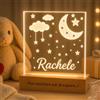 SBUGATTA |Lampada Personalizzata Con Nome |Lampada Notturna Bambino Bambina Neonato |Luce Notturna Personalizzata Bambini |Regalo Battesimo Bimbo Bimba|Regalo Nascita Bimbo Bimba (Luna-Nuvole)