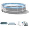 Intex Piscina fuori terra con struttura rotonda intex prisma frame clearview grigio chiaro 488x488x122 cm - cod. 26730np