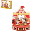 PUREMIND Snoopy PEANUTS Circo, Puzzle 3D in legno, palco rotante in kit DIY | Licenza ufficiale, regalo Snoopy, palco rotante, personaggi mobili, modellino da collezione, decorazione per mensola, vetrina