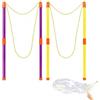 csncis 2 paia di bastoncini per bolle di sapone in plastica con corda di cotone, bolle di sapone giganti, giocattolo per bolle di sapone giganti, viola e giallo, adatto per bambini e adulti, giocattoli da