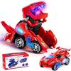 Yellcetoy Auto Dinosauro Transform Giocattoli,Regali Ragazzi 3 4 5 6 7 anni | Trasformazione automatica con musica e luci, Macchina Dinosauri Dino Giocattolo per Bambini Rosso