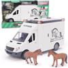 Toyland® 27 cm (11") Trasportino per cavalli con 2 cavalli, luci e suoni | Camion giocattolo a frizione con parti mobili - Cavalli realistici - Set di gioco e accessori - Dai 3 anni in su