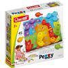 Quercetti Jumbo Peggy, Mosaico Bambini, Giochi Bambini 2 Anni Fino ai 5 Anni, Chiodini per Bambini 3 Anni, Costruzioni per Bambini 3 Anni con 36 Chiodini, 9 Piastre e 4 Schede, Made in Italy