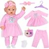 Carreuty Abbigliamento per bambole da 36-43 cm, 6 pezzi, gattino rosa | Abbigliamento per bambole da 14-17 pollici con vestiti per bambole, pantaloni, fasce per capelli, borse, grucce e calze