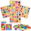 Neikafan ABC Legno Puzzle Alfabeto Tavola 6 Pezzi Puzzle Lettere e Numeri, Tangram Tetris Puzzle di Legno Geometrico Montessori Gioco Lettere Alfabeto Puzzle, Regali Educativi per Bambini