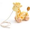 WoodenFun Holzzziehspielzeug Giraffa - Giocattolo da tirare in legno naturale per bambini a partire da 1 anno, giocattolo per abilità motorie con ruote e corda, ideale per imparare a camminare