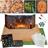 CZYY Tappetino da battaglia pieghevole con schermo DM, gettoni da gioco, set di dadi, marcatori - Terreno cancellabile a secco e bagnato su due lati, set di accessori, regalo per Dungeon Master &