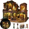 Hallisun Casa Delle Bambole Kit, Crepuscolo Città dei Libri 3D in Legno Modellismo da Costruire con Luce Led Carillon, Casa in Miniatura DIY per Adulti, Regali Artigianali di Natale per il Compleanno