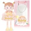 LeyaDoll Bambola di pezza personalizzata morbida da 40,6 cm, regalo per | Sacchetto regalo rosa incluso, Bedtime Buddy per neonati, viso ricamato e burroso morbido, lavabile in lavatrice