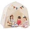 HOMASIS Capanna per Bambini da 3 a 12 anni, Tenda per Bambini con Bandierine e Lucine da Interno ed Esterno, Casetta da Gioco con Finestre da Cameretta, 157 x 98 x 148 cm (Beige)