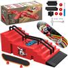 QWEPU Fingerboard Skate Park Kit,Mini Skateboard Da Dita, Regalo di Compleanno,DIY Assembly Mini Finger Skateboard (B)