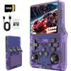 M&Y WHOLESALE R36S Console di gioco portatile retrò, viola, schermo HD da 3,5 pollici, oltre 25.000 giochi classici, scheda TF da 128 G, Linux open source, per adolescenti e adulti