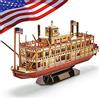 CubicFun Puzzle 3D Mississippi Steamboat, Modello Nave 142 Pezzi | Kit Costruzione Nave Storica, Modello Battello a Vapore Decorativo, Puzzle Modellismo Adulti Bambini, Regalo