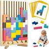 Hpbaggy Tetris Gioco per Bambini con 10 Carte,Puzzle di Legno Tetris Giocattolo Montessori,Puzzle 3D di Legno Tetris Giochi montessori 3 anni,Intelligenza Jigsaw Rompicapo,Regalo per Bambino