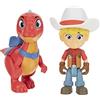 Giochi Preziosi, Dino Ranch Jon & Blitz Coppia di Personaggi, Personaggio Alto Circa 7.5cm e Dinosauro Alto 9cm Circa, Come nel Cartone Animato, per Bambini a Partire dai 3 Anni, DNA00100, Multicolore