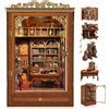 CRIOLPO Book Nook Kit per Adulti - puzle 3D in Legno Biblioteca Magica Inserto per librena Decorativo con protezione Antipolvere e luce lED - Kit Casa Miniatura fai da Te per Adulti - Regalo Creativo per Am
