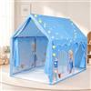 eSynic Tenda da Gioco per Bambini con 2 Porte per 4-6 Bimbi 160x105x128CM | Luci LED a Stella e Pallina Decorative, Casetta Spaziosa, Area di Attività Giochi Riposo con Tappetino, Tema di Invernale Blu