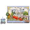 ROBOTIME Puzzle 3D in Legno Red Boats, Kit Modellismo DIY per Adulti, Decorazione da Parete con Luce LED, Opera Ispirata a Monet, Regalo per Amanti dell'Arte
