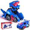 Yellcetoy Auto Dinosauro Transform Giocattoli,Regali Ragazzi 3 4 5 6 7 anni | Trasformazione automatica con musica e luci, Macchina Dinosauri Dino Giocattolo per Bambini Blu