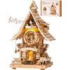 ROKR Puzzle 3D in Legno Orologio a cucù, Modellini da Costruire LC901 | Puzzle 3D Kit di modellismo Regali Artigianali e Decorazioni per Adulti, Cuckoo Clock Colore del legno