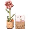 ROBOTIME Puzzle in legno 3D, kit di modelli di fiori artificiali per adulti, decorazione creativa per la casa, accessori per soggiorno, regali per donne a San Valentino (Rosa Rosa)