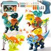 Akokie Dinosauro Giocattoli per Ragazzi Ragazze Bambini Smontare Dinosauro Set con scatola di immagazzinaggio Trapano elettrico Compleanno per 3 4 5 Anni