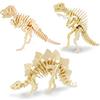 Georgie Porgy Georgy Porgy 3D Puzzle di Legno Modello Collezione di Modelli Animali Woodcraft Costruzione Impostato Bambini Giocattoli per Ragazzi e Ragazze età 5+ (3 Pezzo, Tirannosauro Rex Spinosauro Stegosauro)