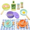 Aolkee Set da tè in legno per bambini, accessori da cucina in legno, giocattolo da cucina con stoviglie e piatti, Montessori Kid, giocattolo da gioco di ruolo per 3 4 5 6 anni