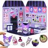 Comansi Playset Kuromi Ramen Shop 40+ Stickers and 6 cm Figurine | 3D Casa Ristorante Adesivi Riutilizzabili | Kawaii Foodcourt Sticker House | Comansi