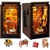 CHOOYIH Kit fai da te per angolo libri, puzzle 3D in legno, kit fai da te in miniatura con LED per decorazione di librerie, kit di modelli fai da te per adulti e ragazzi da costruire