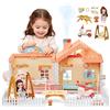 deAO Casa Delle Bambole per Bambine, con Luci ed Effetti di Fumo | Casetta Bambole con Mobili e Accessori, Personaggi, Cortile Esterno, Gioco di Ruolo per Bambini 3+ Anni, Regalo Bambina