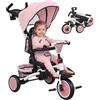AIYAPLAY 6 in 1 Triciclo Passeggino Bici per Bambini 1-5 Anni 25Kg Rosa | Triciclo Pieghevole, Sedile Girevole Fronte Mamma o Strada, Cappottina, Maniglione, Borsa, Ruote, Cintura a 5 Punti