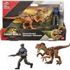 Mattel Jurassic World Rebirth Confezione di Figure Posabili Umano & Dinosauro, Duncan Kincaid & Velociraptor, Scala 3.75 Pollici Accurata al Film, Collezionabile Articolato