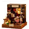TOPBSFARNY Kit fai da te per angolo libro, 3D in miniatura in legno, casa delle bambole con illuminazione a LED, decorazione per libreria, per ragazzi/adulti (caffè leggermente speziato)