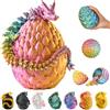 KAHAUS Creatura 3D nell'uovo - Guscio magico con cucciolo di drago 30 cm | Grande 10 cm | Giocattolo fantasy mobile e personaggio da collezione per bambini (Rosso/Giallo/Verde)