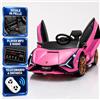 TOYSCAR Auto Macchina Elettrica per Bambini 12V Lamborghini Sian con Telecomando, Porte apribili, Luci LED, Bluetooth Player MP3 Radio FM, Sedile in Pelle (Rosa)