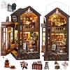 TOPBSFARNY Kit per libri fai da te con movimenti musicali Coffee Shop Style Miniatura Casa Kit 3D Fermalibri in legno Puzzle Libreria Decorazione per Adulti Compleanno