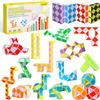 ECHOCUBE Cubi magici da serpente, confezione da 24 blocchi, cubi di velocità da serpente, riempimento per sacchetti di festa, giocattolo puzzle da serpente, regali per feste per bambini (colore