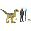 Mattel Zestaw figurek Jurassic World Człowiek + dinozaur, Velociraptor [FIGURKA]