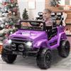 HAUSPROFI Macchina Elettrica per Bambini, 12V Macchina per Bambini, Jeep Elettrica per Bambini con Telecomando 2.4G, LED, Bluetooth, Musica, 5 km/h Max, Auto Elettrica per Bambini, Viola