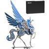 WYFTOY Puzzle 3D in metallo per adulti, kit di montaggio meccanico a mosca cavalli, 121+PCS puzzle creativo magico in metallo fai da te, puzzle rompicapo, blu