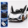 TOYSCAR Auto Macchina Elettrica per Bambini 12V Lamborghini Sian con Telecomando, Porte apribili, Luci LED, Bluetooth Player MP3 Radio FM, Sedile in Pelle (Bianca)